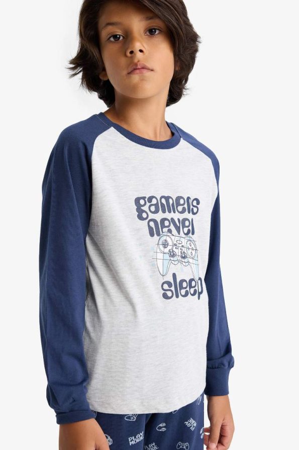 Boys' Printed Long Sleeve Pajama Set
