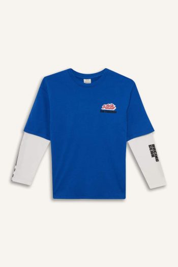 Boys' Oversized Fit Printed Long Sleeve T-Shirt