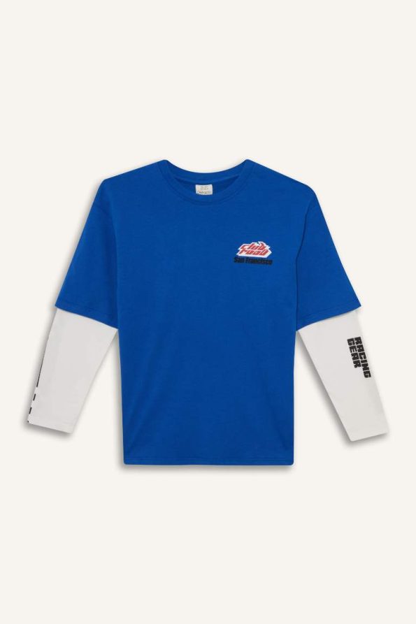 Boys' Oversized Fit Printed Long Sleeve T-Shirt