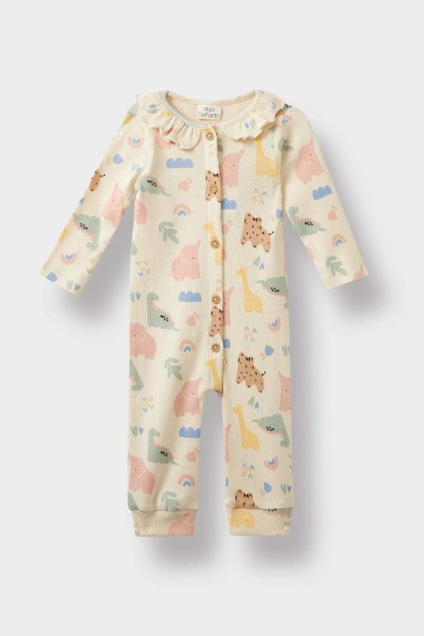 Newborn Baby Girl Animal Print Ribbed Long Sleeve Bodysuit