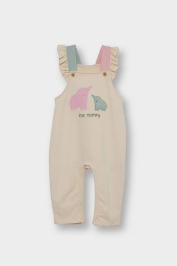 Girls' Baby 2-Piece Set with Dinosaur Print Long Sleeve T-Shirt and Overalls