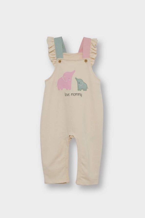 Girls' Baby 2-Piece Set with Dinosaur Print Long Sleeve T-Shirt and Overalls