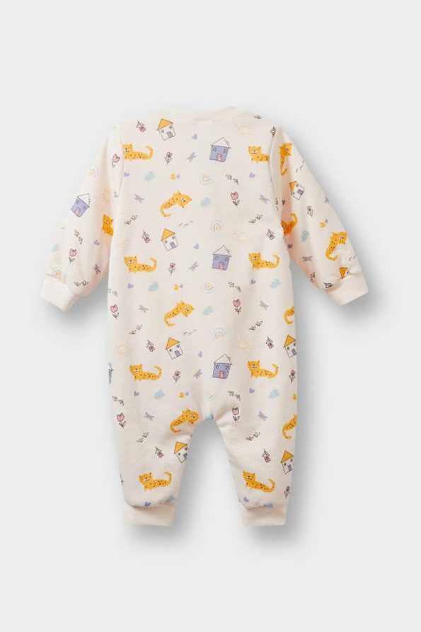 Newborn Girls' 1 Tog Patterned Zippered Long Sleeve Cotton Romper