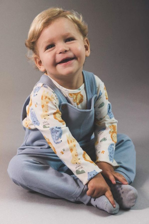 Boys' Safari Print Long Sleeve T-Shirt and Overall Set