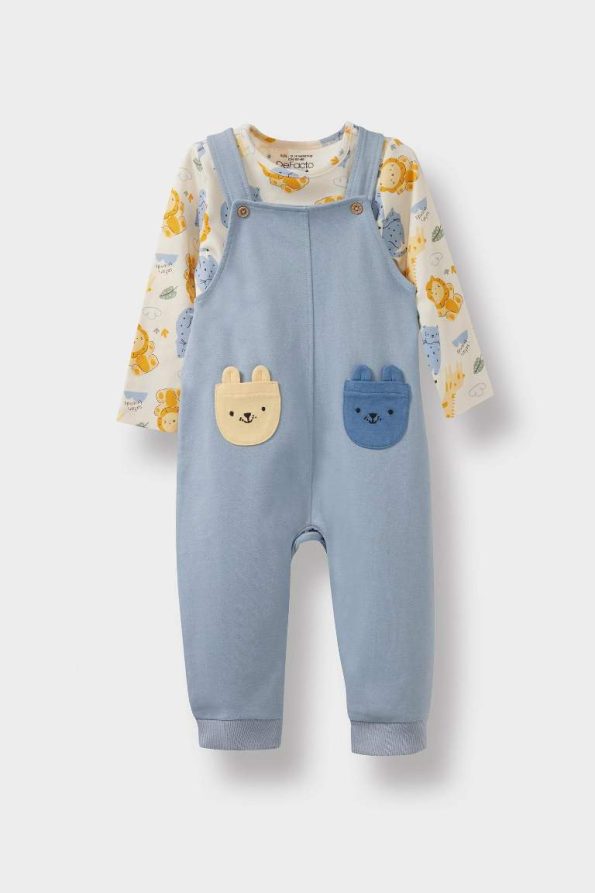 Boys' Safari Print Long Sleeve T-Shirt and Overall Set