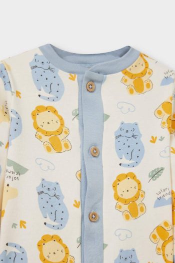 Baby Boy Newborn Safari Print Long Sleeve Romper