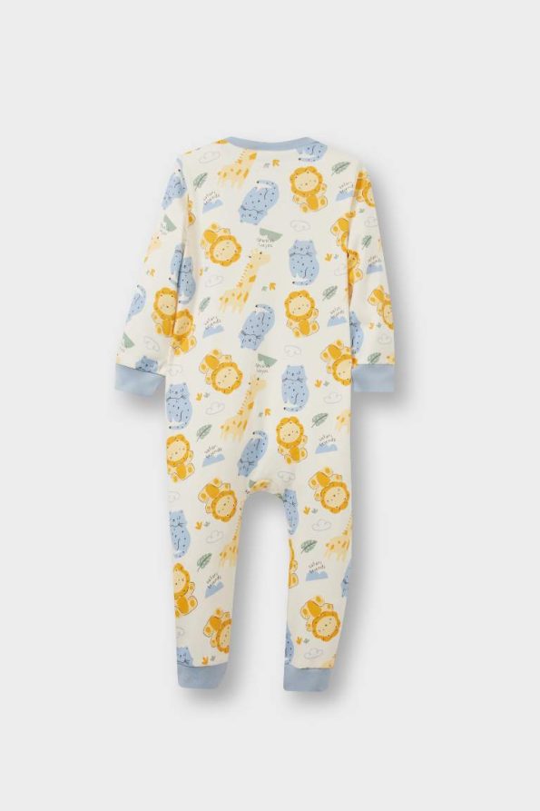 Baby Boy Newborn Safari Print Long Sleeve Romper