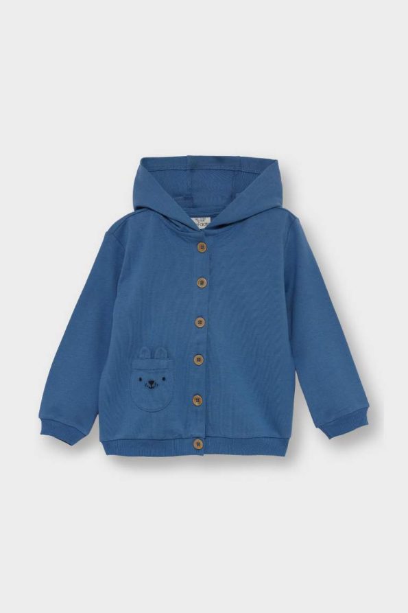 Boys' 3-Piece Hoodie Cardigan Set with Long Sleeve Printed T-Shirt and Striped Bottoms