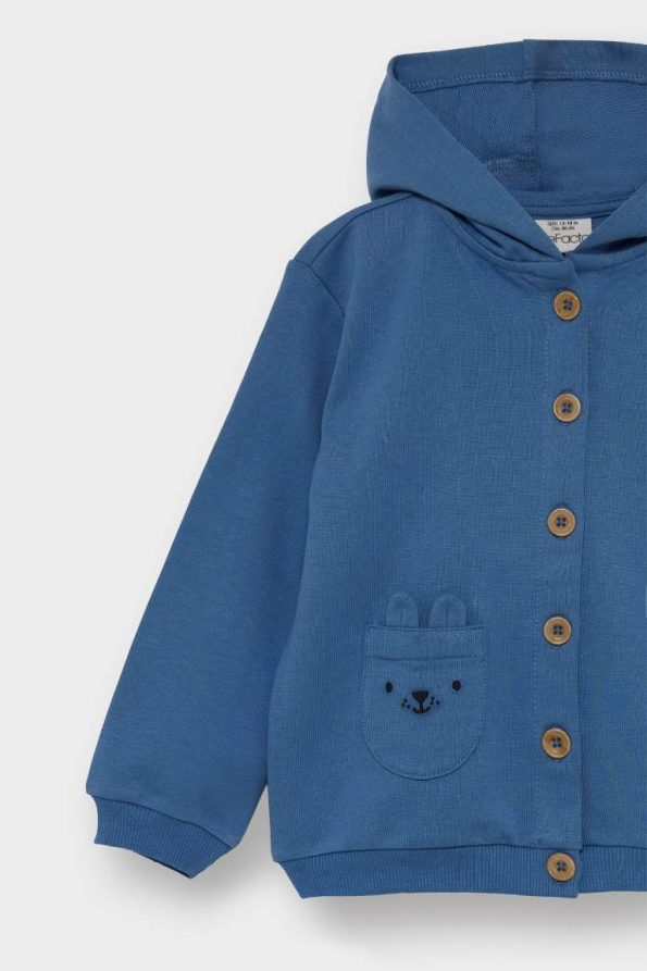 Boys' 3-Piece Hoodie Cardigan Set with Long Sleeve Printed T-Shirt and Striped Bottoms