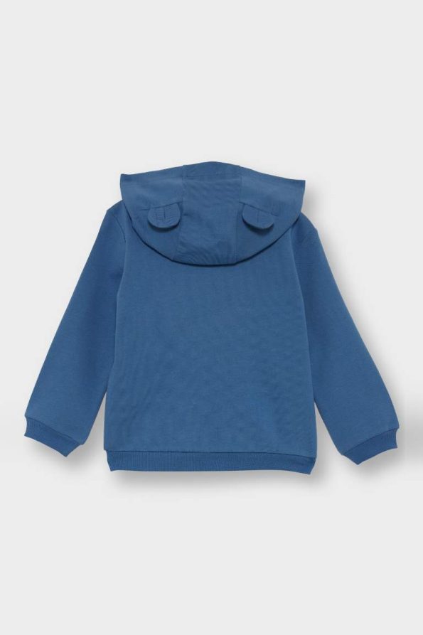 Boys' 3-Piece Hoodie Cardigan Set with Long Sleeve Printed T-Shirt and Striped Bottoms