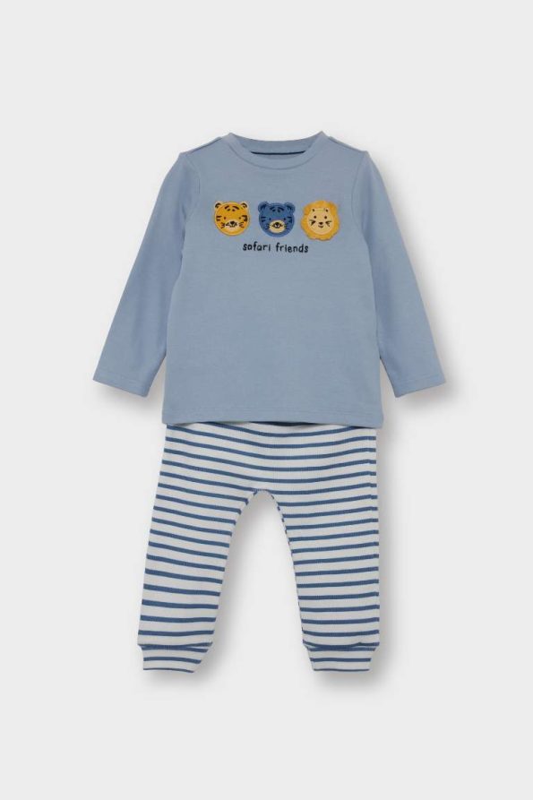 Boys' 3-Piece Hoodie Cardigan Set with Long Sleeve Printed T-Shirt and Striped Bottoms