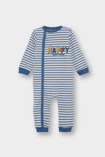 Boys' Newborn Striped Ribbed Cotton Long Sleeve Bodysuit