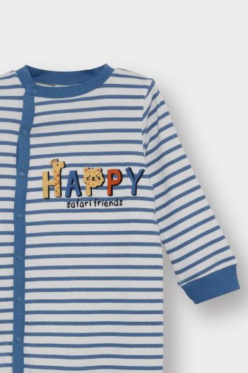 Boys' Newborn Striped Ribbed Cotton Long Sleeve Bodysuit