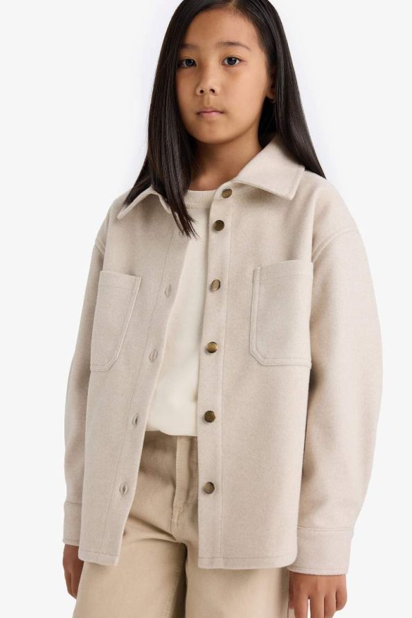 Girls' Long Sleeve Snap Button Shirt Jacket