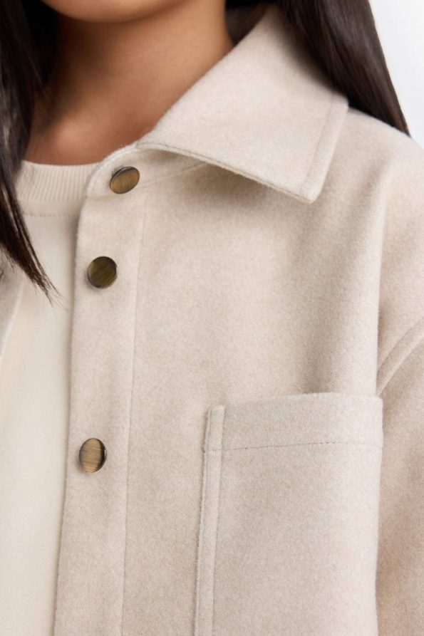 Girls' Long Sleeve Snap Button Shirt Jacket