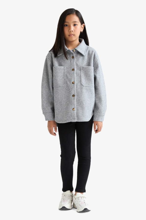Girls' Long Sleeve Snap Button Shirt Jacket