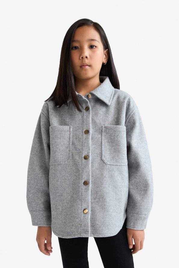 Girls' Long Sleeve Snap Button Shirt Jacket