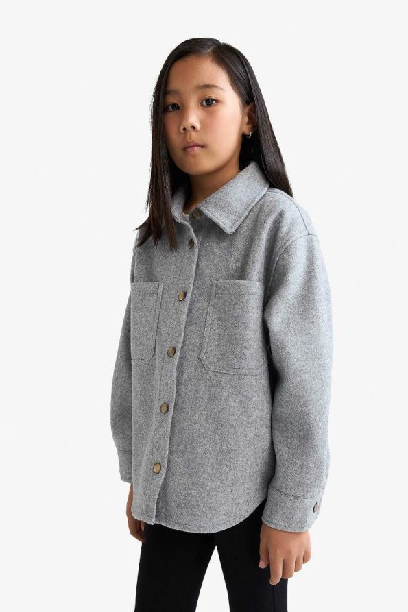 Girls' Long Sleeve Snap Button Shirt Jacket