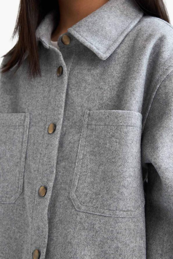 Girls' Long Sleeve Snap Button Shirt Jacket