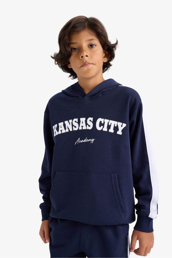 Boys' 2-Piece Set Hooded Printed Sweatshirt and Jogger Pants