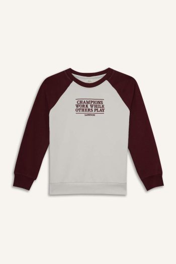 Boys' Oversized Wide Fit Embroidered Crew Neck Sweatshirt