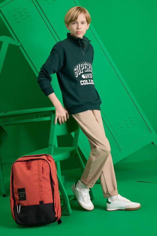 Boys' Zip-Up Printed School Sweatshirt