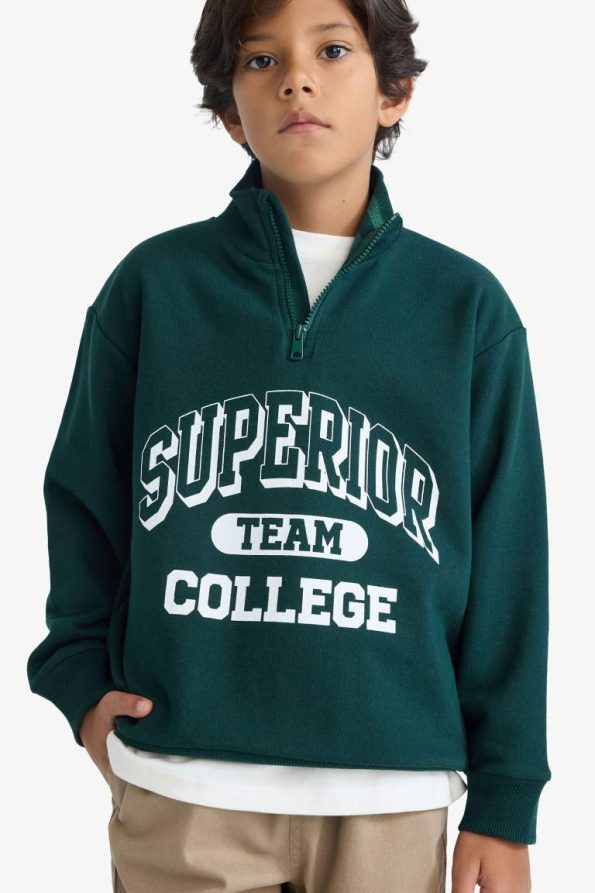 Boys' Zip-Up Printed School Sweatshirt
