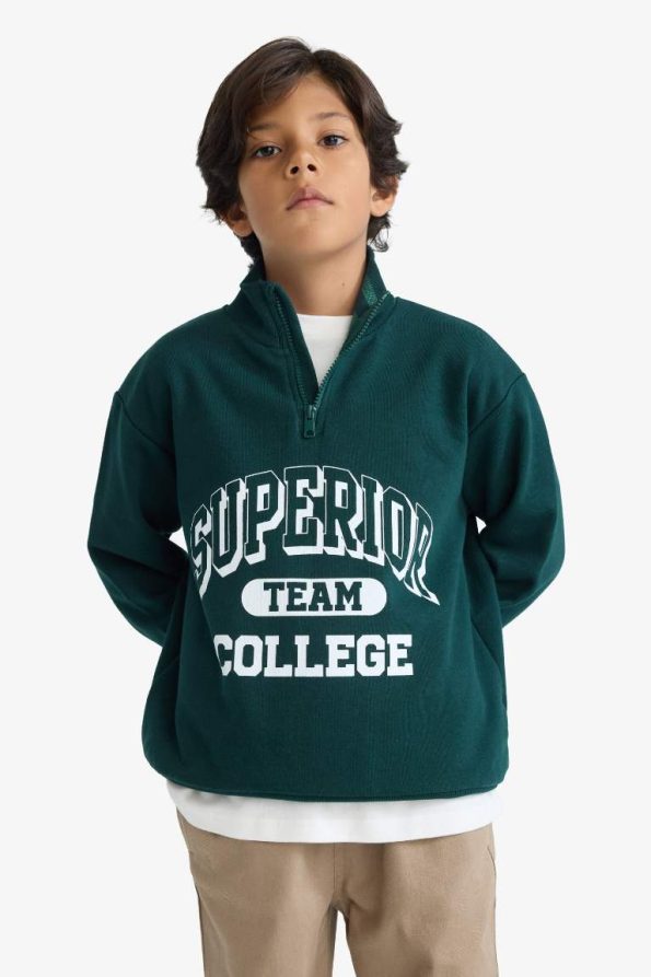 Boys' Zip-Up Printed School Sweatshirt
