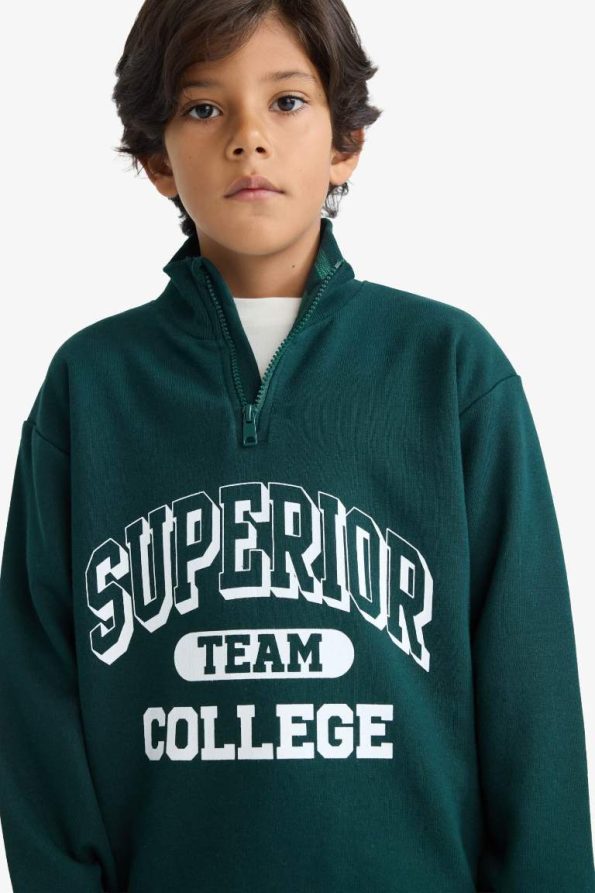 Boys' Zip-Up Printed School Sweatshirt