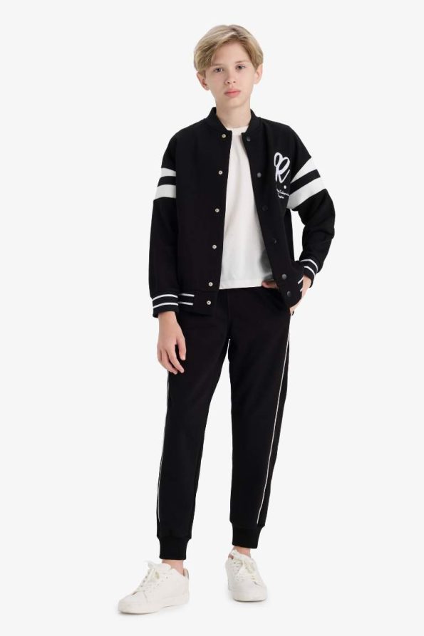Boys' School Collegiate Collar Printed Bomber Jacket