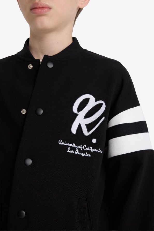 Boys' School Collegiate Collar Printed Bomber Jacket