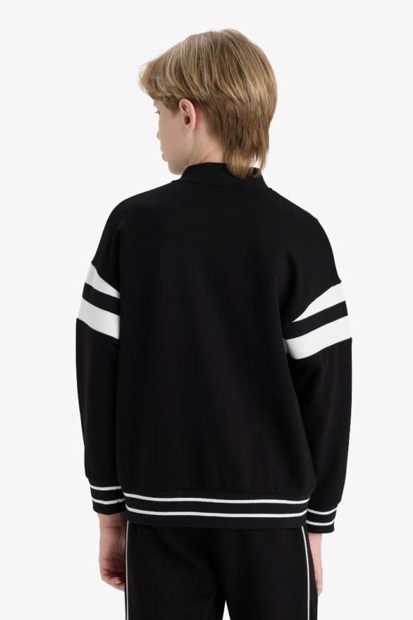 Boys' School Collegiate Collar Printed Bomber Jacket