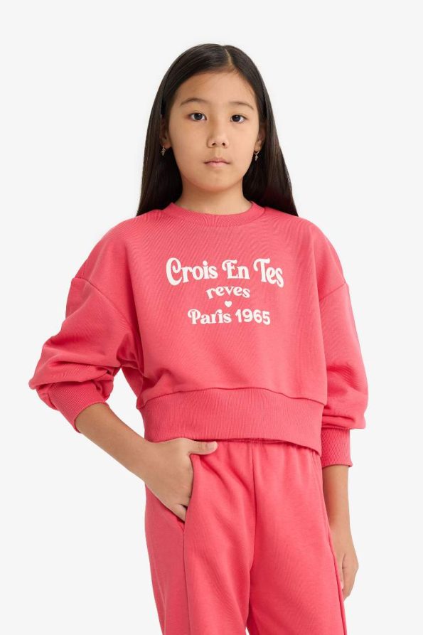 Girls' 2-Piece Printed Sweatshirt and Jogger Set