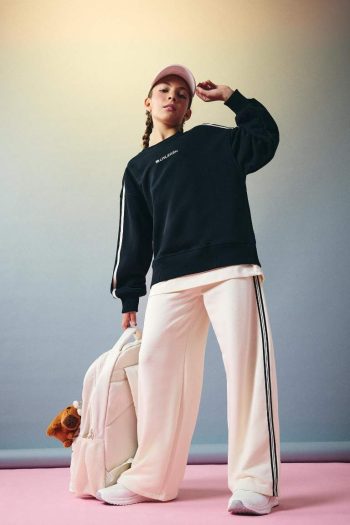 Girls' Oversized Wide Fit Printed Crew Neck Sweatshirt