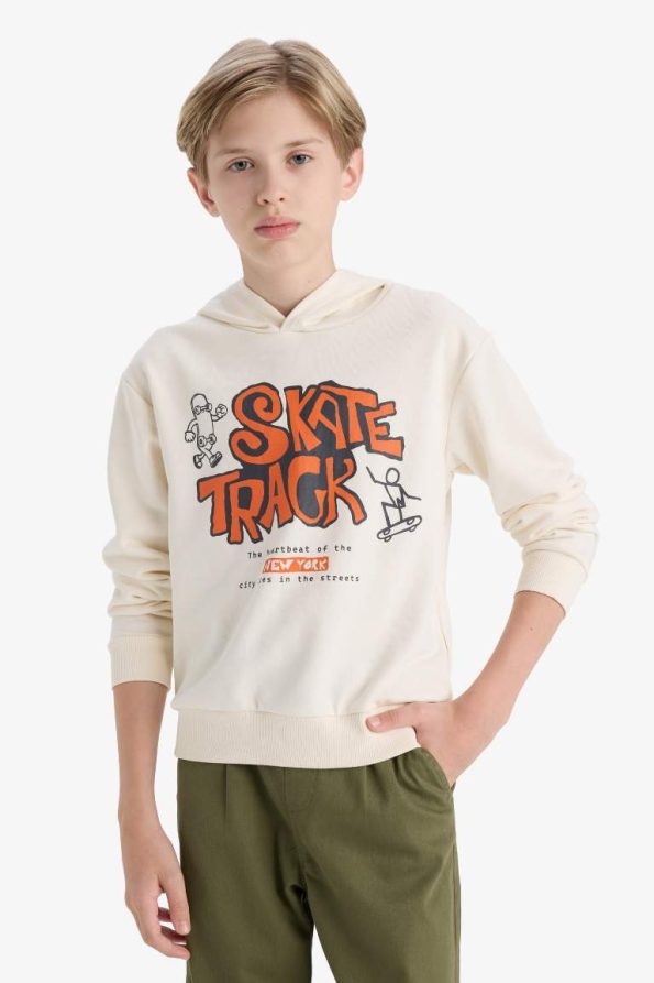 Boys' Hooded Printed Sweatshirt