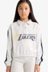 Girls' NBA Los Angeles Lakers Relaxed Fit Polo Collar Sweatshirt