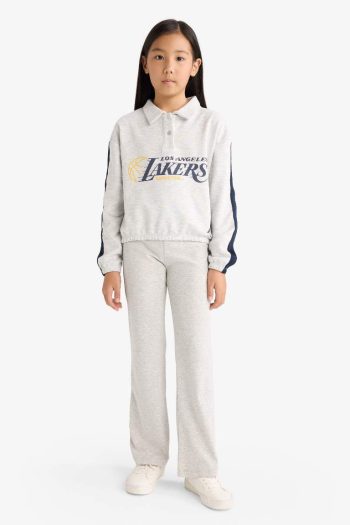 Girls' NBA Los Angeles Lakers Relaxed Fit Polo Collar Sweatshirt