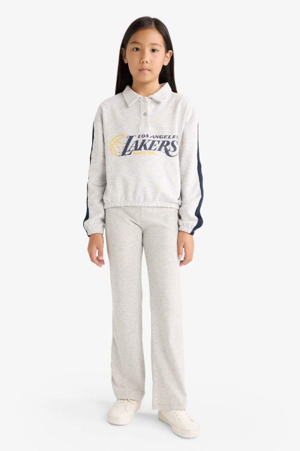 Girls' NBA Los Angeles Lakers Relaxed Fit Polo Collar Sweatshirt