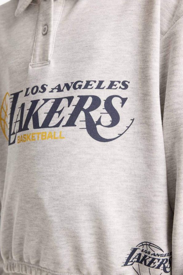 Girls' NBA Los Angeles Lakers Relaxed Fit Polo Collar Sweatshirt