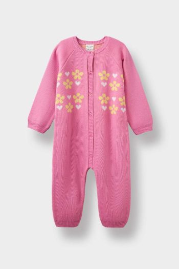 Baby Girl Newborn Floral Long Sleeve Knitted Romper