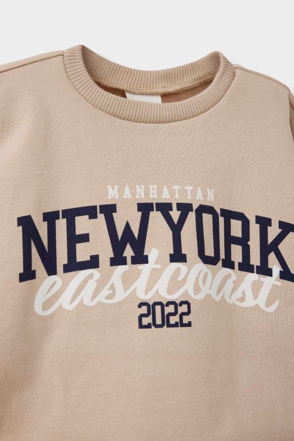 Boys' Printed Crew Neck Soft Fleece Sweatshirt Set