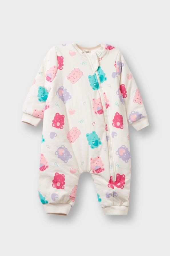 Girls' Baby 1.6 Tog Fleece Printed Long Sleeve Zippered Jumpsuit