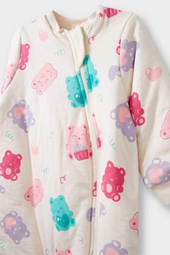 Girls' Baby 1.6 Tog Fleece Printed Long Sleeve Zippered Jumpsuit