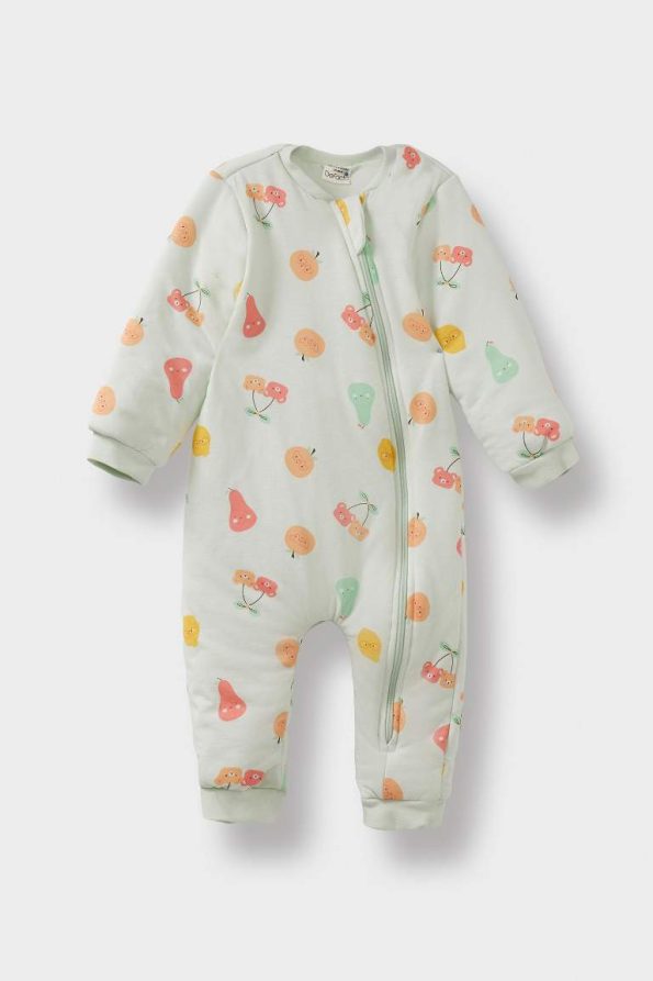 Girls' Baby 2.5 Tog Printed Fleece Zip-Up Long Sleeve Onesie