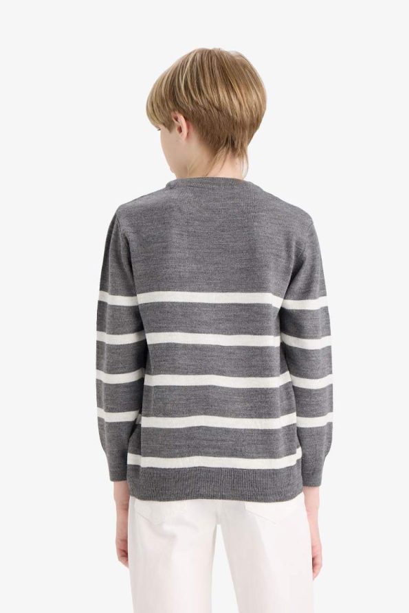 Boys' Striped Crew Neck Knit Sweater