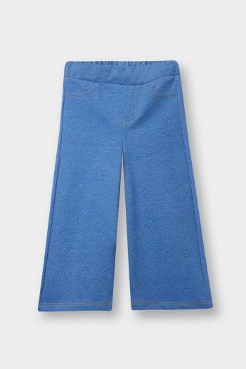 Girls' Wide Leg Jean Look Trousers