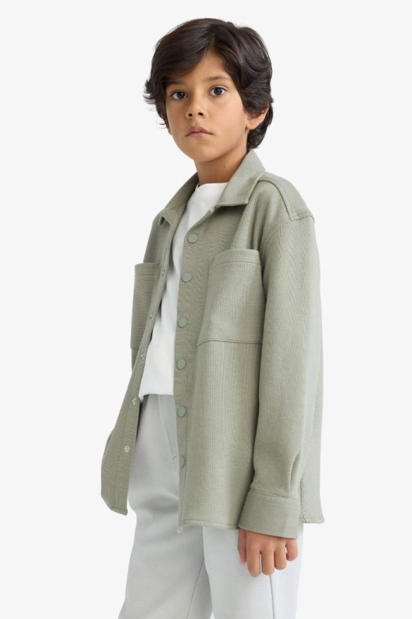 Boys' Oversized Fit Long Sleeve Polo Shirt