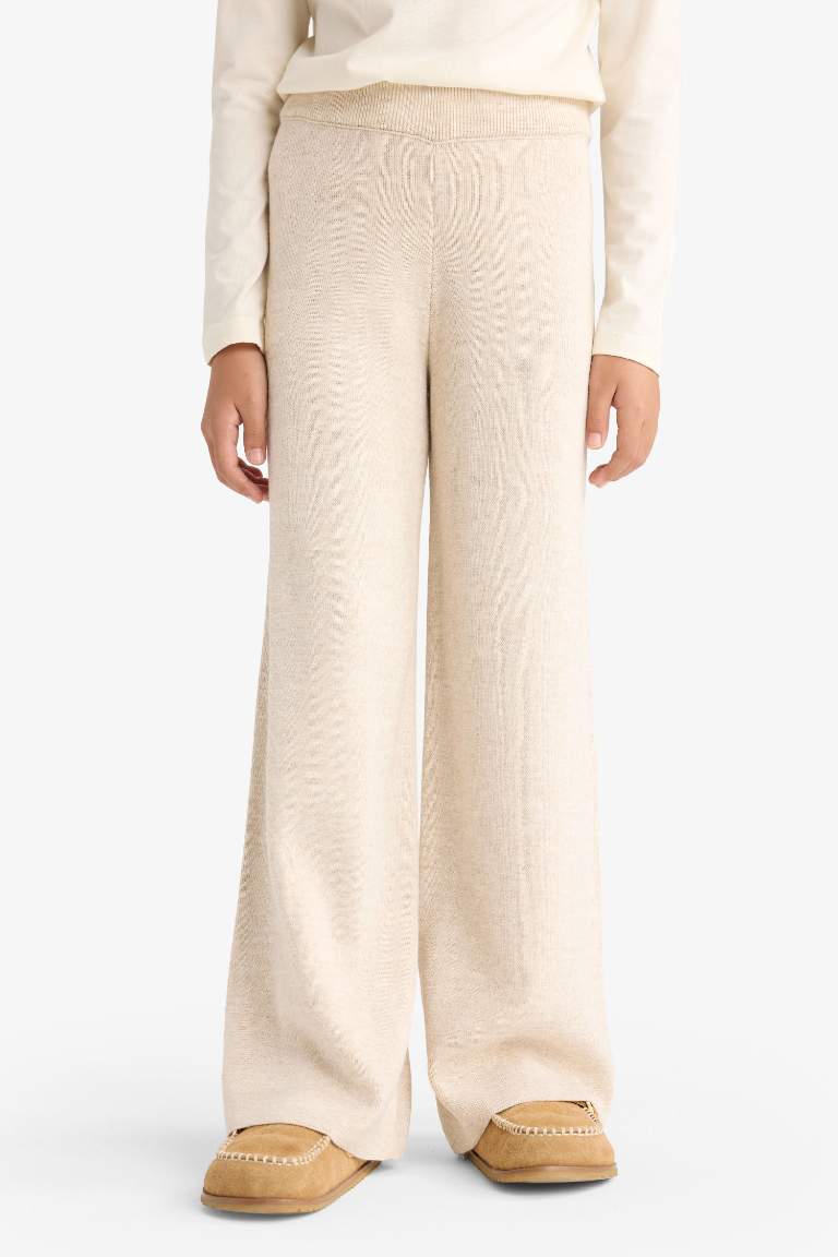 F4124A8_25WN_ER233_04_01.jpg Girls' Elastic Waist Wide Leg Trousers