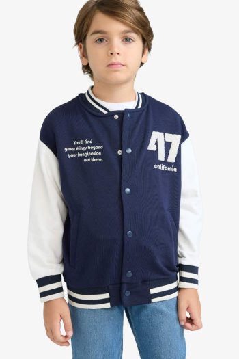 Boys' Printed College Collar Bomber Jacket