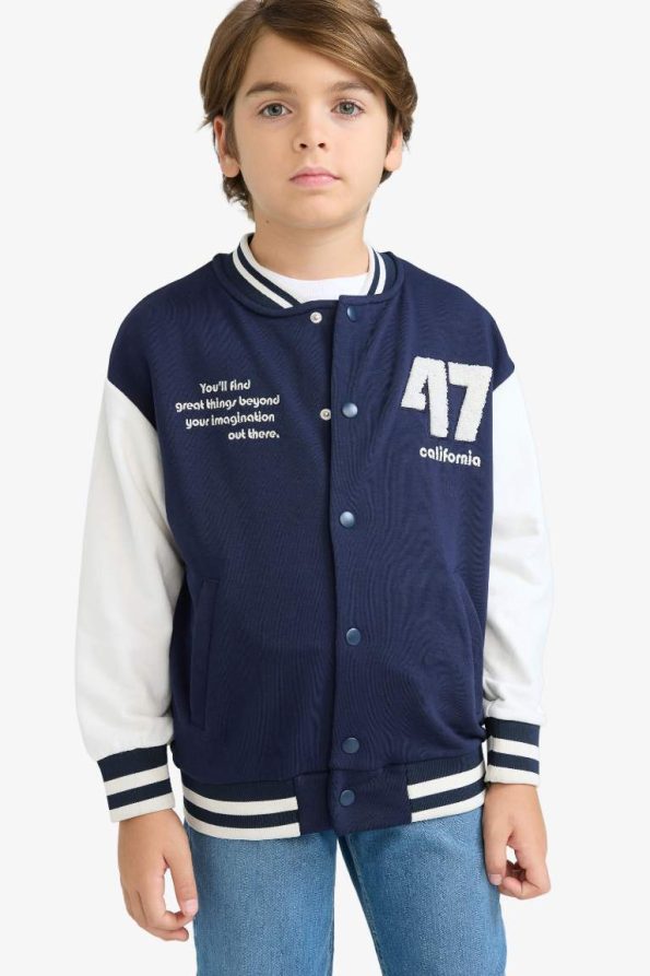Boys' Printed College Collar Bomber Jacket